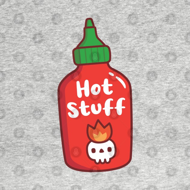 Hot Stuff Skull On Fire Spicy Chili Sauce Bottle by rustydoodle